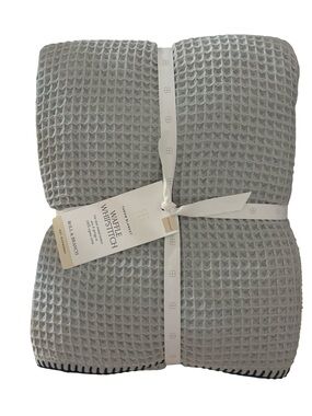 NWT Boll & Branch Waffle Whipstitch Throw Blanket Shore / Coastal Navy